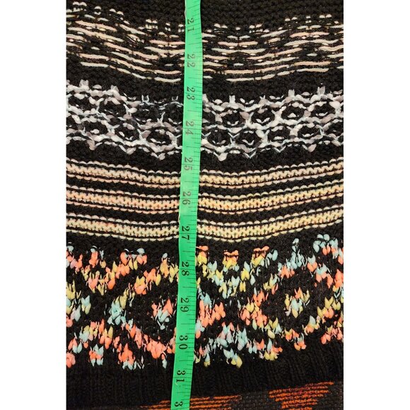 NEW Xhilaration L/G Black Knit Sweater With Multicolor Geometric Pattern - Picture 9 of 13